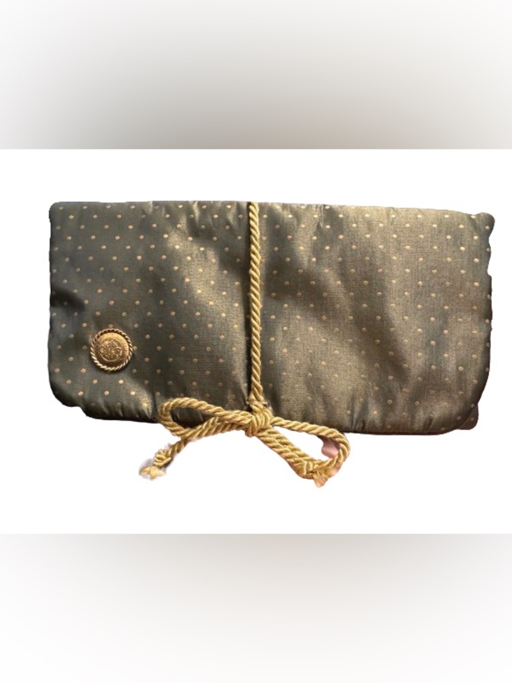 Christian Dior Parfums Vintage Satin Trifold Vanity (Olive/Gold) - EUC